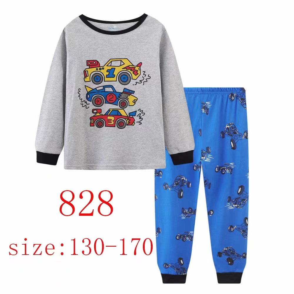 Children's long sleeve boy pajamas cotton set air conditioning clothing round neck children's home wear two sets