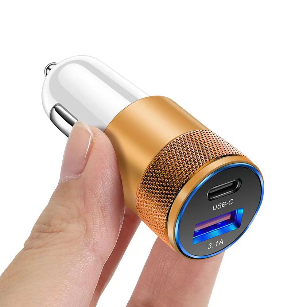 Dual Port PD USB C Type C Car Charger Auto Power Adapters 3.1A Chargers For iPhone 14 13 12 11 15 Pro Max Samsung Xiaomi Huawei Android phone Gps pc