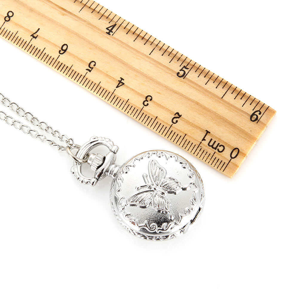 Newly Fashion Vintage Quartz Pocket Watch Alloy Flowers Butt