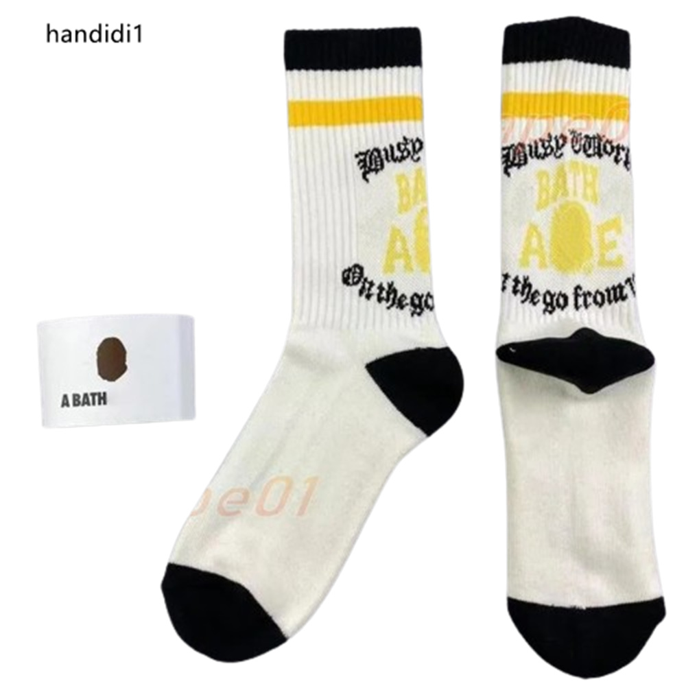 Same style socks for men and women, skateboard, fashionable letter printed socks, ape head pattern, hip-hop sports socks, all size j5