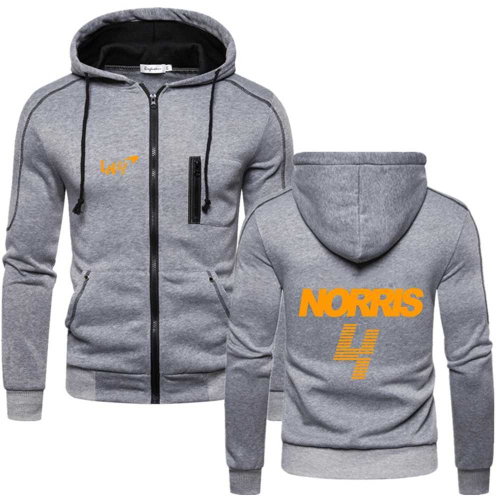 Męskie bluzy 2023/2024 NOWOŚĆ FORMULA ONE DEAM Racing Team Bluzy McLaren Fan Men Lando Norris Fashion Bawełna Zip Fitness Fitness Solid Kolor Prolee Kurtka E8er