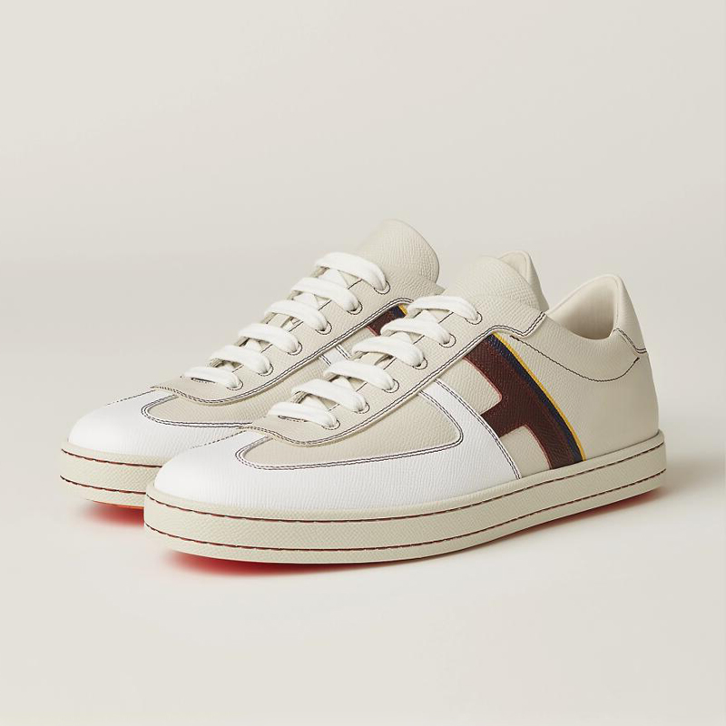 Berömda boomerang män casual skor springande sneakers italienska klassiska elasticd band låga toppar kalv läder flerfärgad skarvdesigner tennis sportskor låda eu 38-46