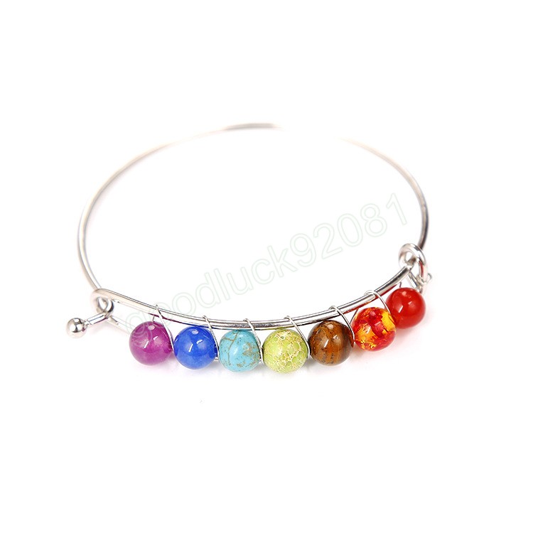 Semplice braccialetto in metallo con perline fatto a mano di colore argento dorato donne e ragazze Bracciale geometrico in metallo con perline di cristallo colorato in pietra