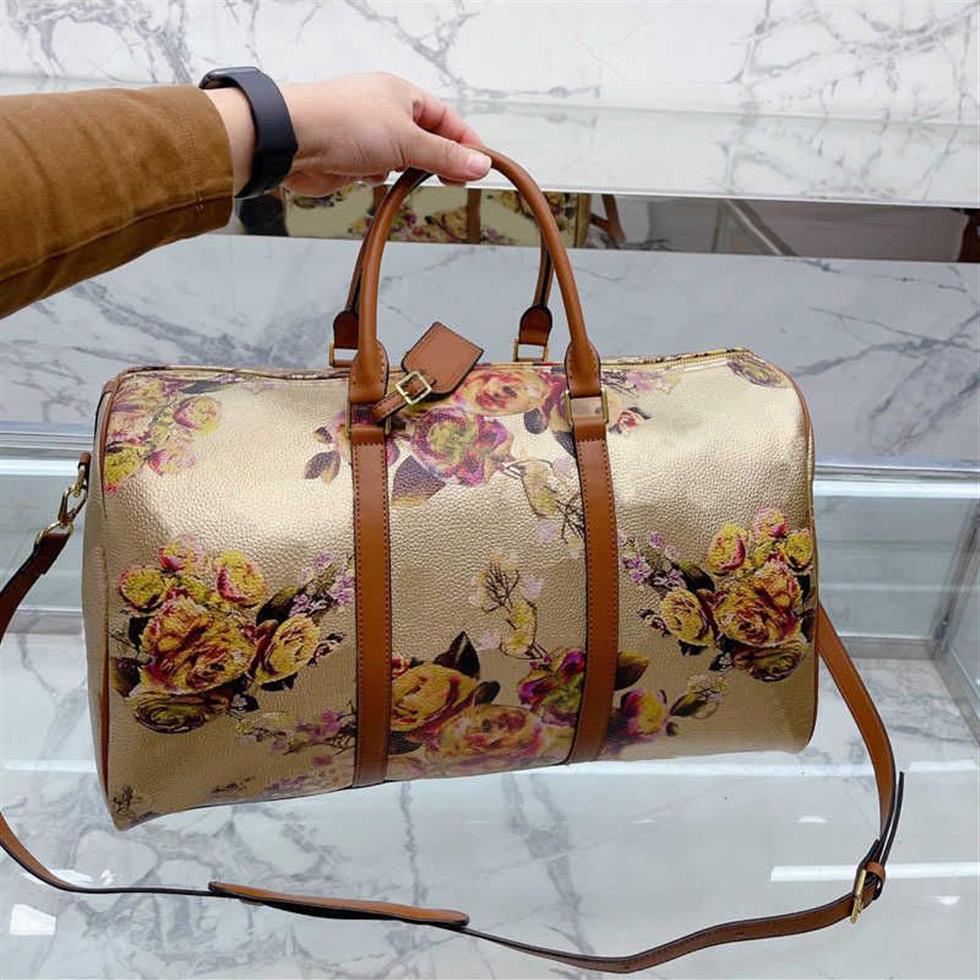 Duffle påse rese väska vintage bagage designer väskor kvinnor handväskor högkvalitativa damer mode stor kapacitet blomma laggages hand225k