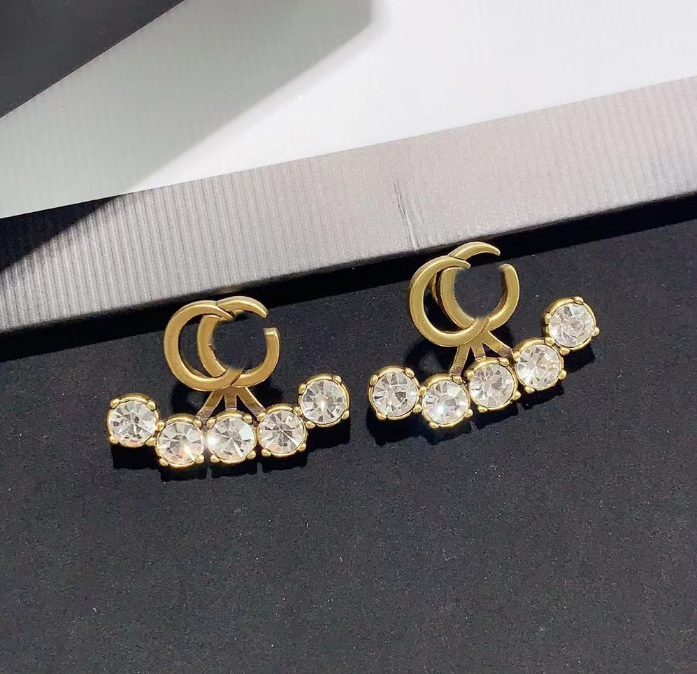 Classic Fan Rhinestone Stud Earrings Women