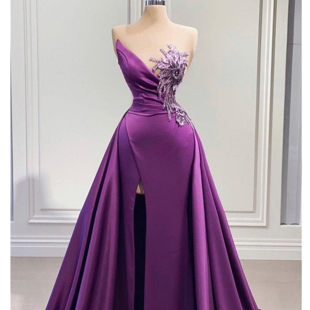 Aso Ebi violet une ligne robe de bal perlée dentelle soirée formelle fête deuxième réception anniversaire robes de fiançailles robes