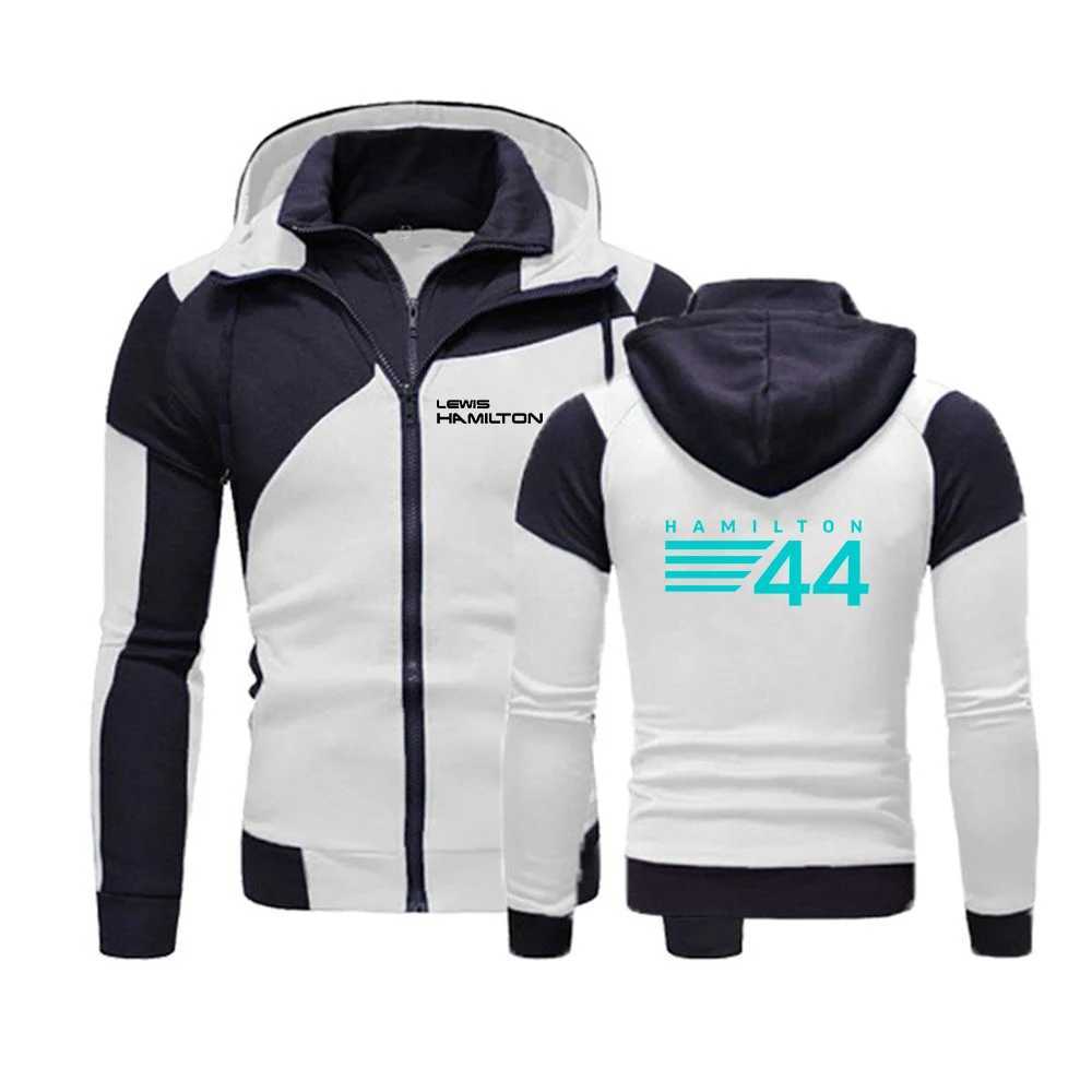 Męskie bluzy 2023/2024 NOWOŚĆ FORMULA ONE Racing Team Bluzy Lewis Hamilton Digital 44 Spring Autumn Kurtka Men Fleece Cotton Zipper Harajuku Mężczyzna C H5J7