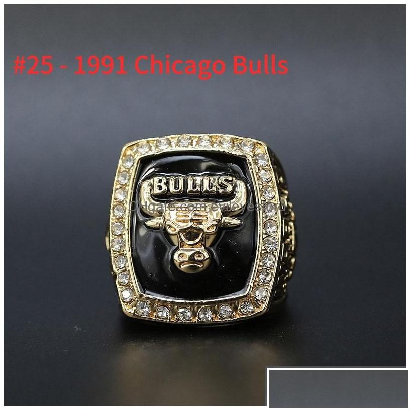 Solitaire Ring Chicago Basketball Team Champions Championship Set With Wooden Box Souvenir Men Women Boy Fan Brithday Gift 2023 Dh13J