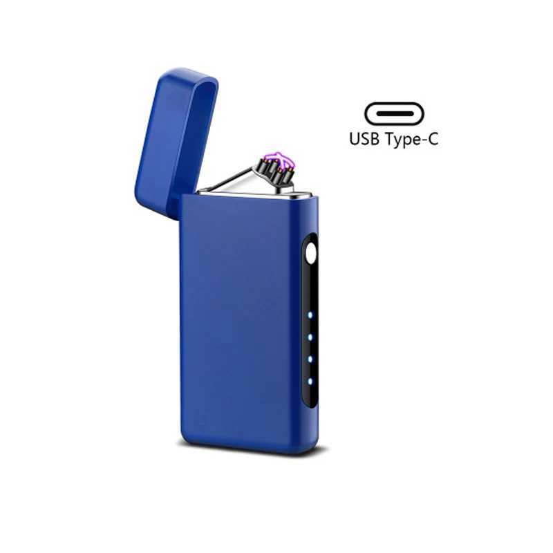 Tipo-C Elétrico Arco Duplo Sensor de Toque USB Isqueiro Masculino Negócios Ao Ar Livre À Prova de Vento Display de Energia Caixa de Presente de Pulso
