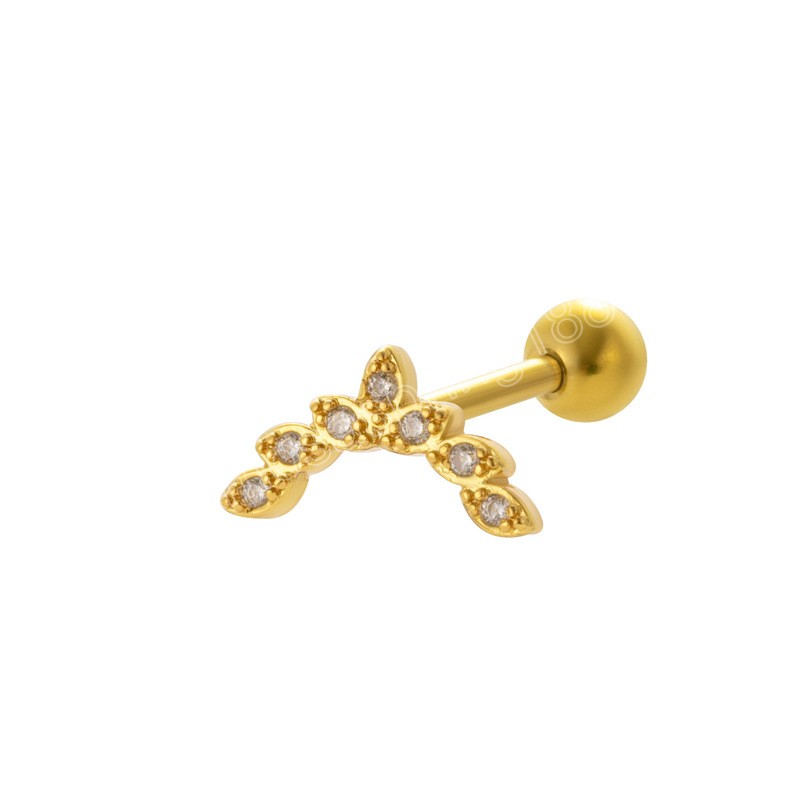 Goldene Silber Farbe Zirkon Stern Mond Ohr Knorpel Ohrringe für Frauen Mädchen Mode Edelstahl Metall Ohrring
