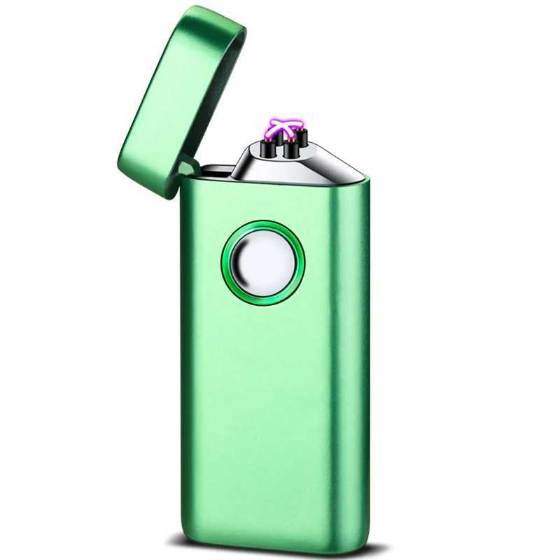 Briquet électrique coupe-vent en métal pour l'extérieur, Double Arc type-c, USB, Plasma, sans flamme, tactile, affichage de puissance à Induction, cadeau