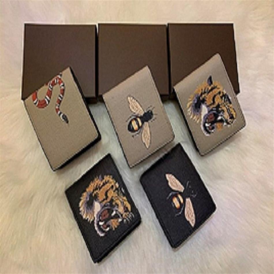 Fashion Men Animal Short Wallet Leather Black Snake Tiger Bee Man Wallets vrouwen Portekaarthouders vrouwtemperatuur met cadeaubox247u