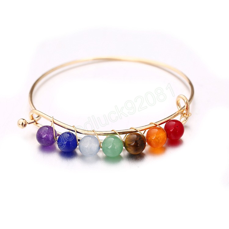 Semplice braccialetto in metallo con perline fatto a mano di colore argento dorato donne e ragazze Bracciale geometrico in metallo con perline di cristallo colorato in pietra