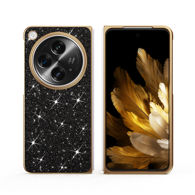 Custodia telefono Vogue in pelle glitter di lusso Oneplus Open Oppo Find N3 5G Durevole Robusta Sottile Elegante Scintilla Placcatura protettiva completa Fold Shell Antiurto