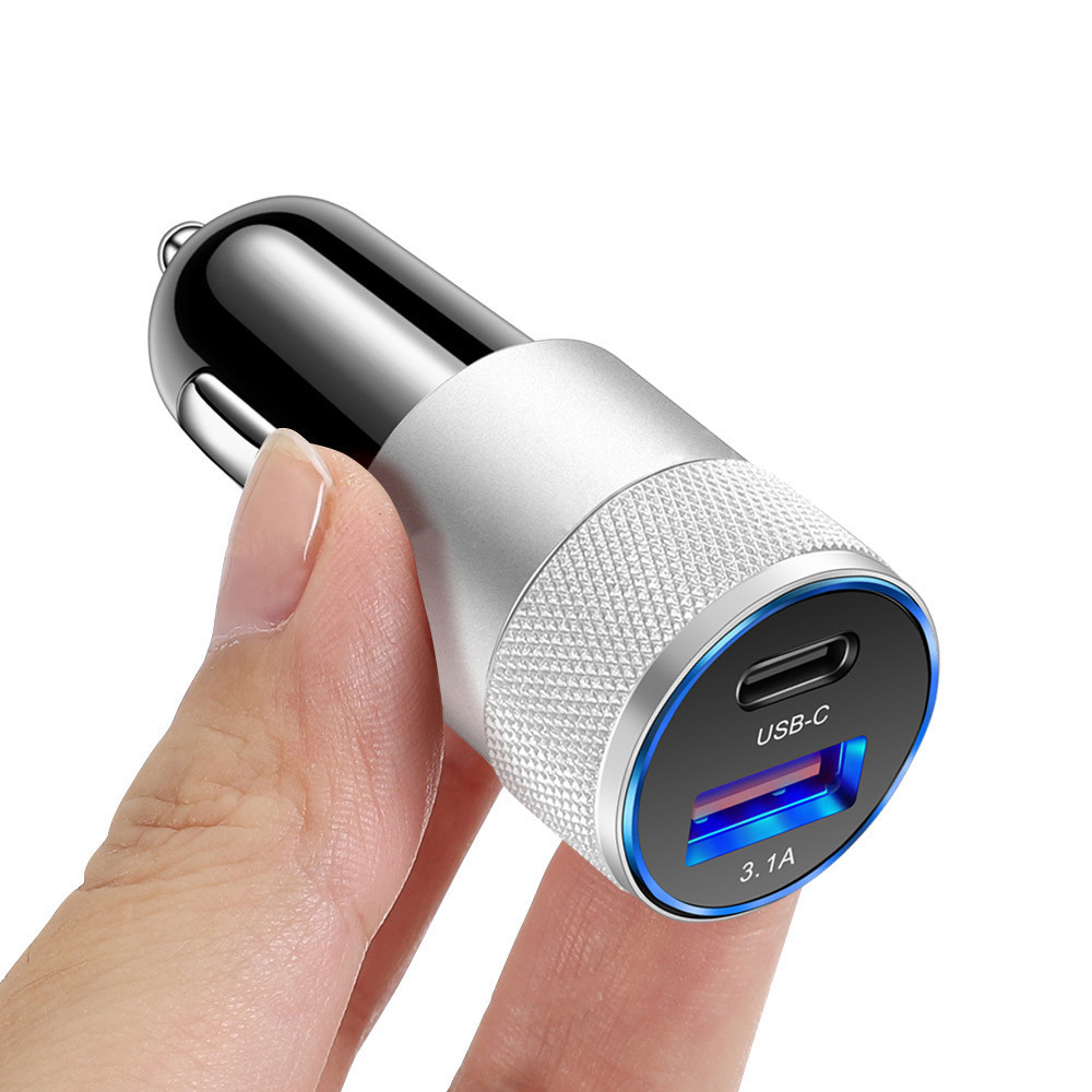 Dual Port PD USB C Type C Car Charger Auto Power Adapters 3.1A Chargers For iPhone 14 13 12 11 15 Pro Max Samsung Xiaomi Huawei Android phone Gps pc