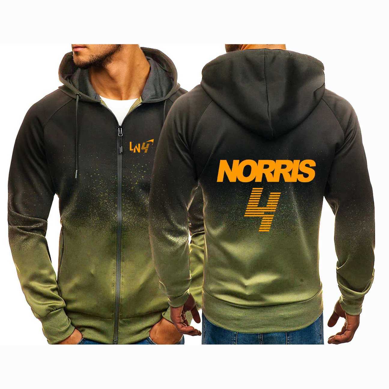 Herenhoodies 2023/2024 Nieuwe F1 Formule 1 Racing Team Sweatshirts McLaren Fans Lando Norris Lente Herfst Print Zip-jassen Casual Gradiëntjas 1bdk