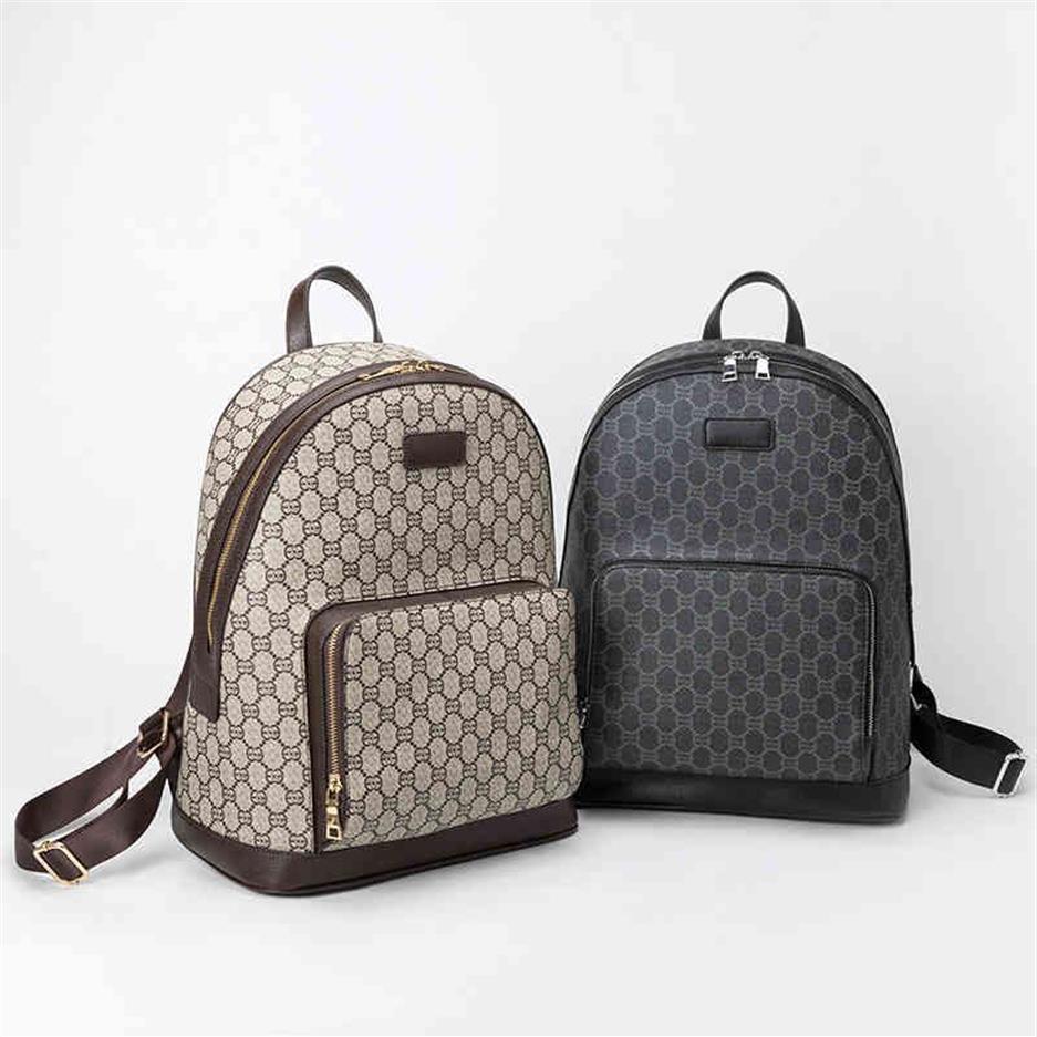 Backpack men's bag classic leather lattice backpack Street student schoolbag computer bag Purses VSN5262f