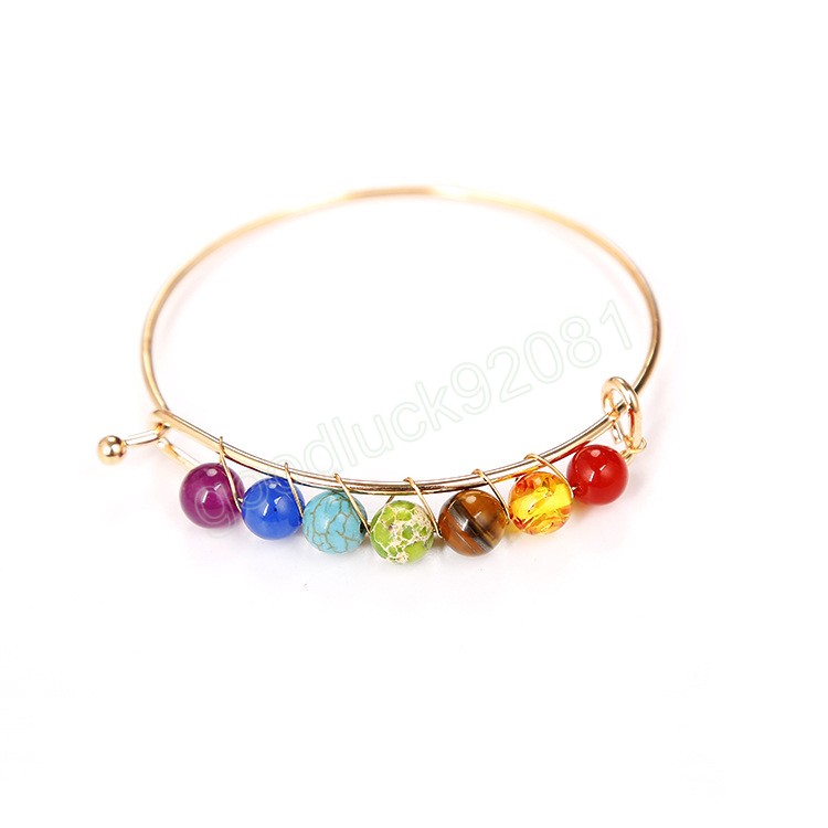 Semplice braccialetto in metallo con perline fatto a mano di colore argento dorato donne e ragazze Bracciale geometrico in metallo con perline di cristallo colorato in pietra