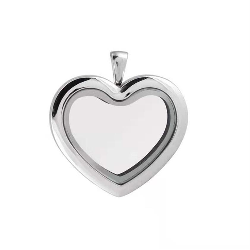 Pendentif Colliers Aimant en acier inoxydable Charnière 30mm Médaillon en forme de coeur pour Charmes flottants personnalisés Souvenir Cadeau de NoëlPendant307M