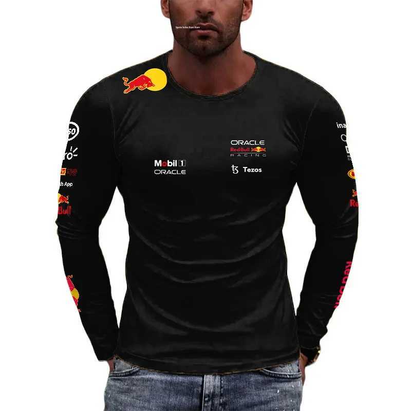 T-shirts voor heren 2023/2024 Nieuw F1 Formule 1 Racing Team Competitie Buiten Extreme sporten Extra grote lange mouw Rood dier Bull Tees Oggd