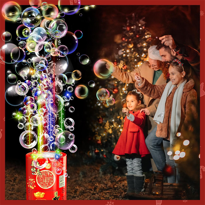 2024 Christmas Gift Toys for Kids with Lights Music Fi reworks Bubble Machine and DIY Stickers Christmas Bubble Machine for Party Reusable DHL