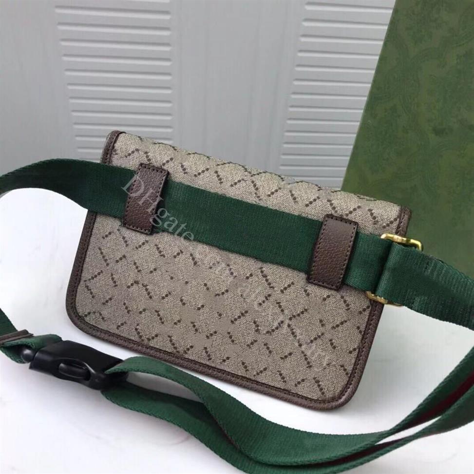 Sacs de taille en toile en ébène beige Unisexe Oeo Vintage Tiger Belt Sac vert rouge rayé Men d'ordinateur portable portable portefeuille multibody