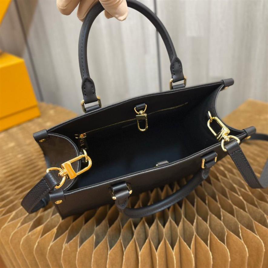 Onthego PM Mini 25cm Empreinte Leather Bags Bags Women Women Bag Bag مع الأشرطة حقائب اليد 241Q