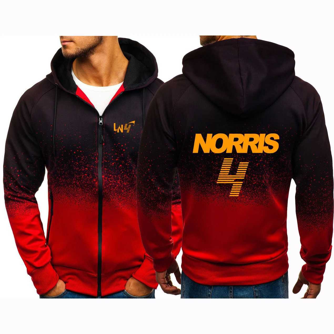 Herenhoodies 2023/2024 Nieuwe F1 Formule 1 Racing Team Sweatshirts McLaren Fans Lando Norris Lente Herfst Print Zip-jassen Casual Gradiëntjas 1bdk