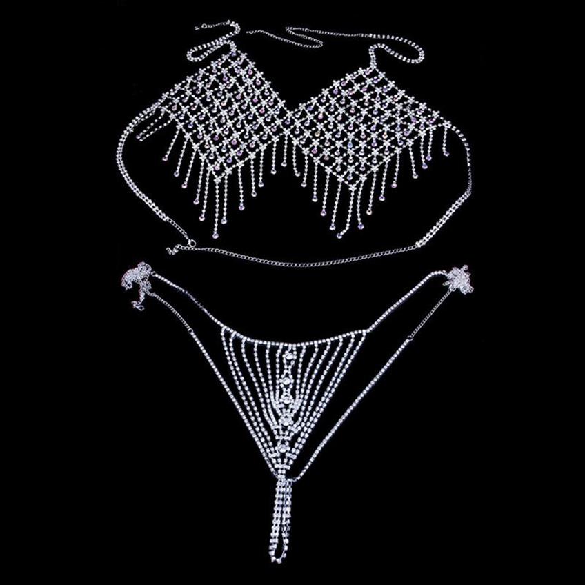 Stonefans colorido cristal bralette roupa interior conjunto de cadeia de corpo para mulheres sexy bling strass sutiã e tanga jóias presente de festa t200226t