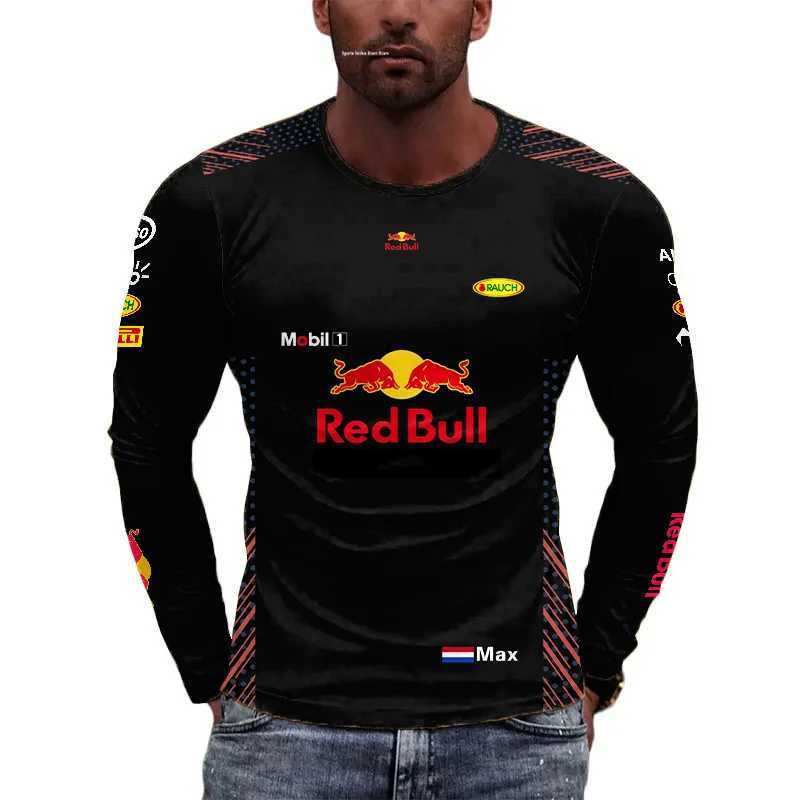 T-shirts voor heren 2023/2024 Nieuw F1 Formule 1 Racing Team Competitie Buiten Extreme sporten Extra grote lange mouw Rood dier Bull Tees Oggd