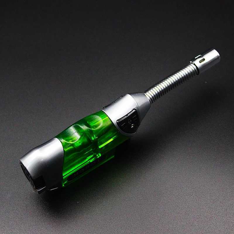 Creative Transparent Visible No Gas Windproof Barbecue Kitchen Jet Flashlight Lighter Capacity Gun Jewelry Metal Welding Men's Gift