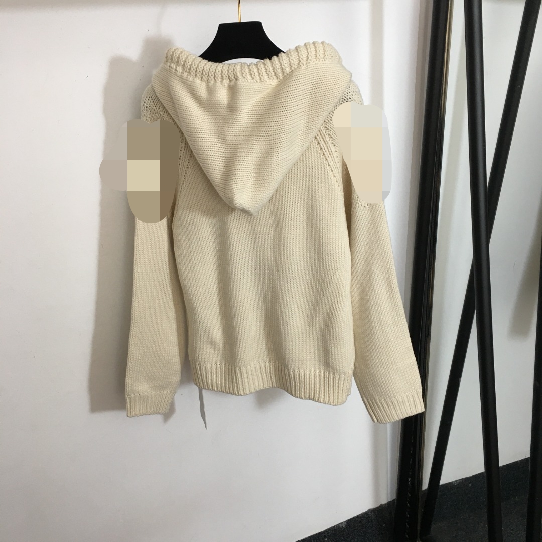 1204 L 2023 Runway Autumn Brand SAme Style Sweater White Long Sleeve Hooded Womens Clothes High Quality Womens 20238938