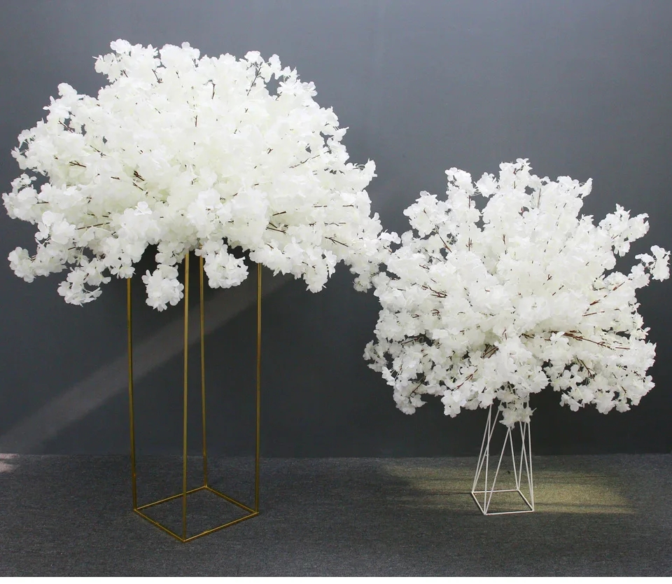 60/80/100cm White Cherry Blossom Rose Artificial Flower Ball Wedding Table Centerpiece Decor Marriage Banket Road Lead Floral 55