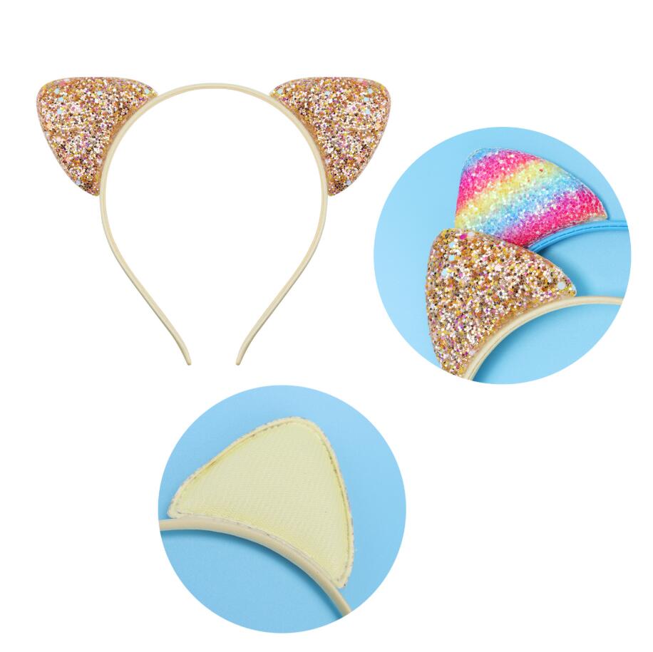 Serre-tête oreilles de chat pour enfants, cerceaux à paillettes brillantes pour femmes et filles, accessoires de cheveux de fête Cosplay, cadeaux