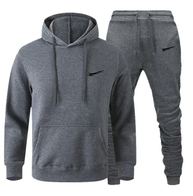 Livraison gratuite Nouveaux sweats à la mode Survêtement pour hommes Automne et hiver Costume imprimé à la mode américaine pour hommes lâche collège pull à capuche épais sweat à capuche deux pièces ensemble z6