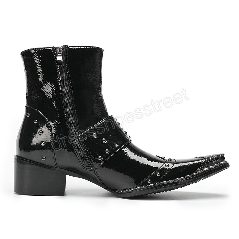 Ботинки из натуральной кожи, мужские черные ботильоны, русские кожаные ботинки с металлическим носком, уличная обувь на высоком каблуке, мужские ботинки