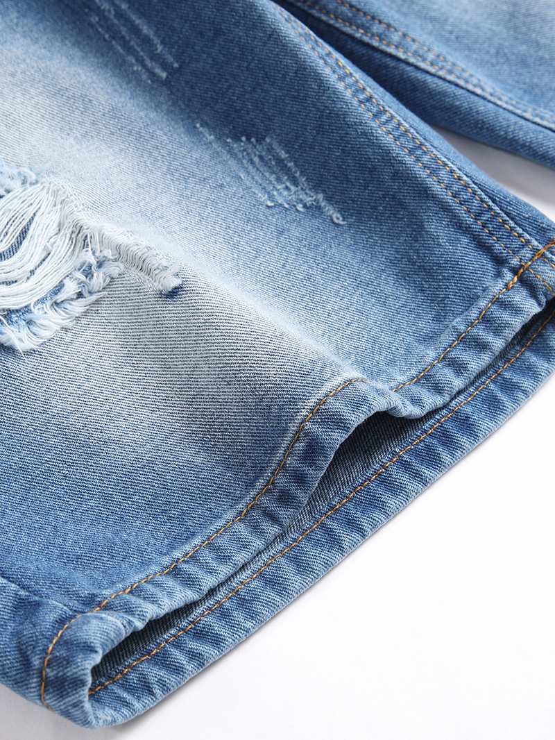 Män korta jean denim byxor rippade nödläge knälängd mitten midja hål orsakande fashional blekt repade shorts