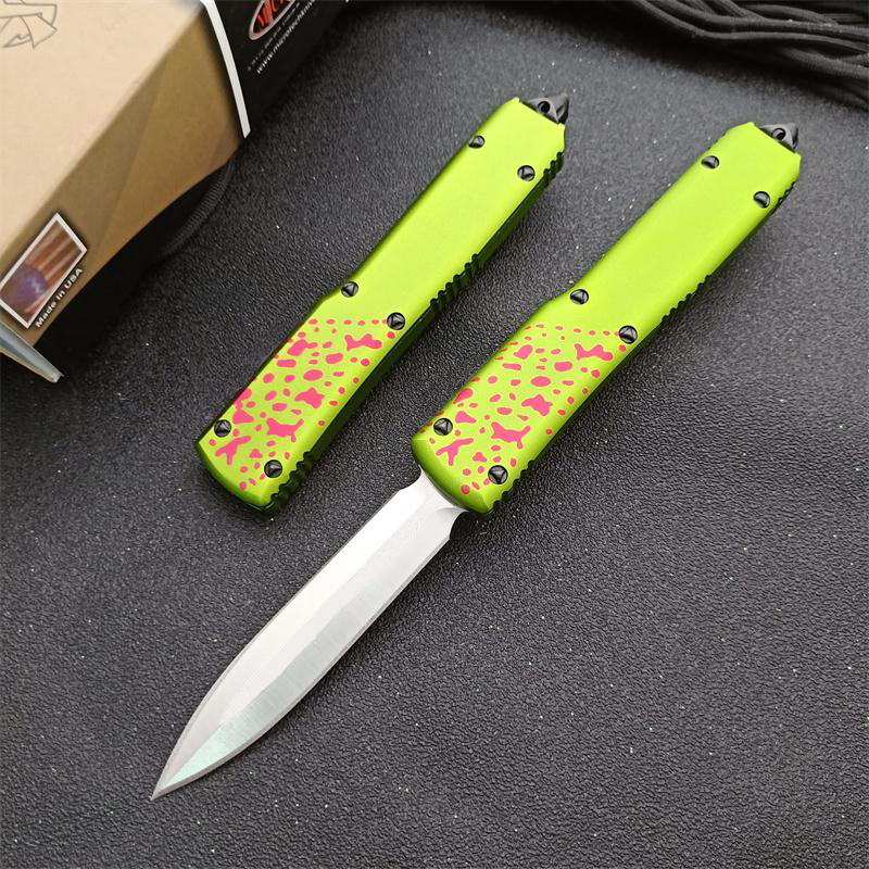 Micro Tech 232-11Z Zombie AUTO Couteau Lame double tranchant de 3,543 pouces, poignées en aluminium, outil d'auto-défense de combat tactique de camping en plein air Couteaux de poche EDC