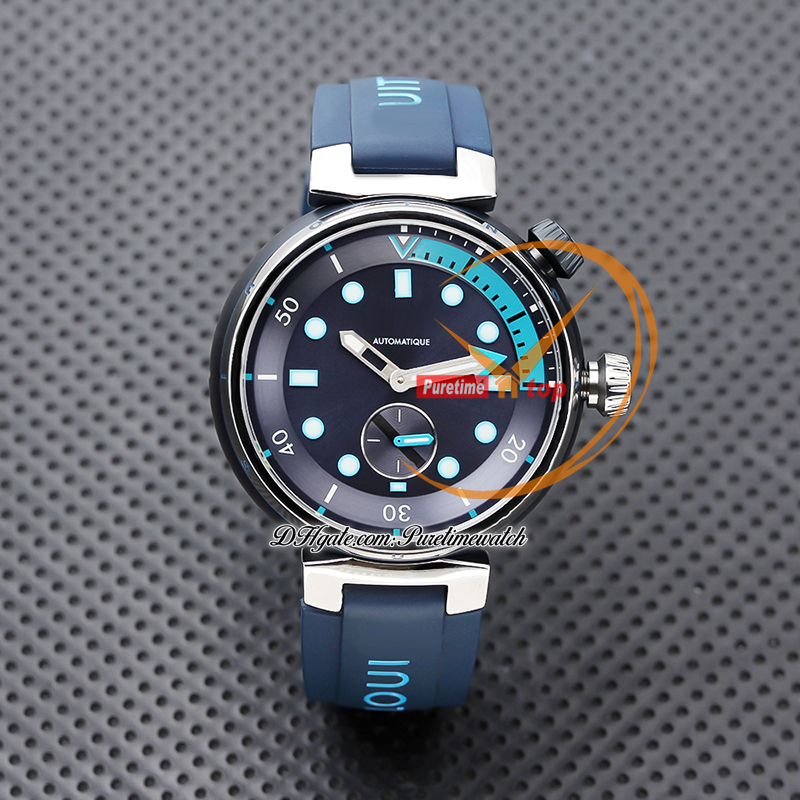 JBL Tambour Street Diver QBB172 A23J Relógio automático masculino relógios femininos 44 mm Caixa de aço Skyline mostrador azul pulseira de borracha Super Edition Reloj Hombre Puretime A1