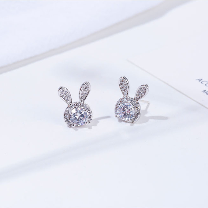 Moda feminina 925 brincos de prata esterlina orelha studs designer dos desenhos animados brincos de cristal brincos de diamante para mulheres festa de casamento jóias