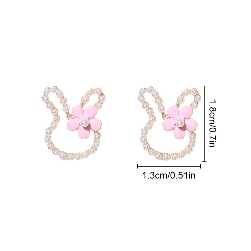 New Cartoon Rabbit Ear Studs Earrings for Women Girls Lovely Elegant Bow Flowers Earring Ladies Wedding Party Birthday Jewelry