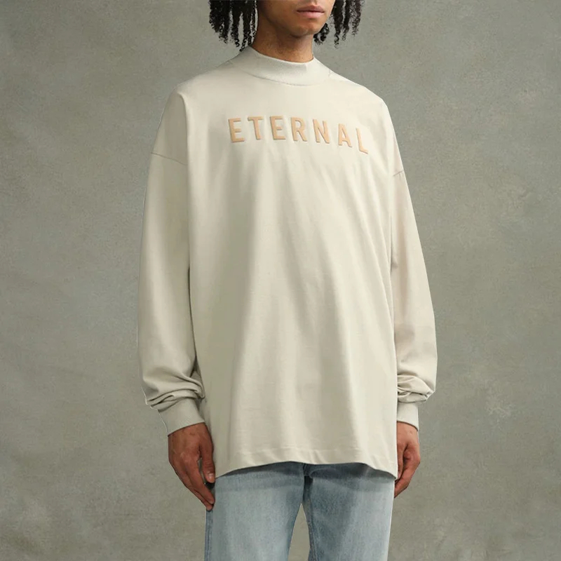 New Men's Oversized Long Sleeve T-Shirt Cotton Tees Unisex Hip hop Streetwear High Quality 8th T-Shirt