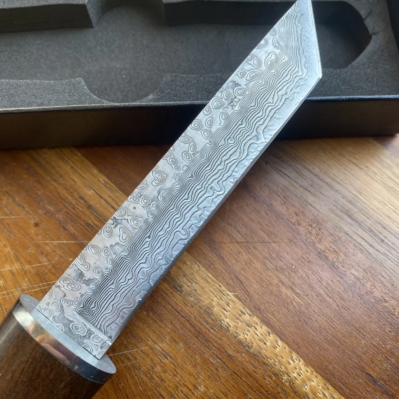 Новый VG10 дамасская сталь лезвие танто деревянная ручка бамбуковое соединение японский стиль тактический нож выживания EDC инструмент, Рождественский подарок