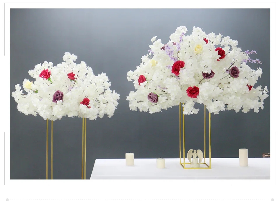 60/80/100 cm witte kersenbloesem roos kunstbloem bal bruiloft tafel middelpunt decor huwelijk banket weg lood bloemen 55
