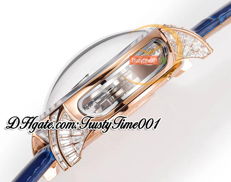 RMF AT800.40 Astronomia Tourbillon Mechanical Mens Watch Rose Gold Case Paved Bagieette Diamonds Szkieletowy Pasek Pasek Super Edition Trustime001Watches