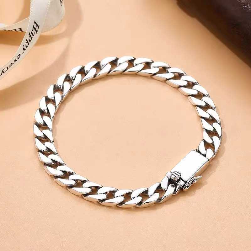 Retro Thai Silver Punk Cuban Chain Weaving Bare Whip Chain Men's Bracelet Personalized Design Trendy Hip Hop Handicraft