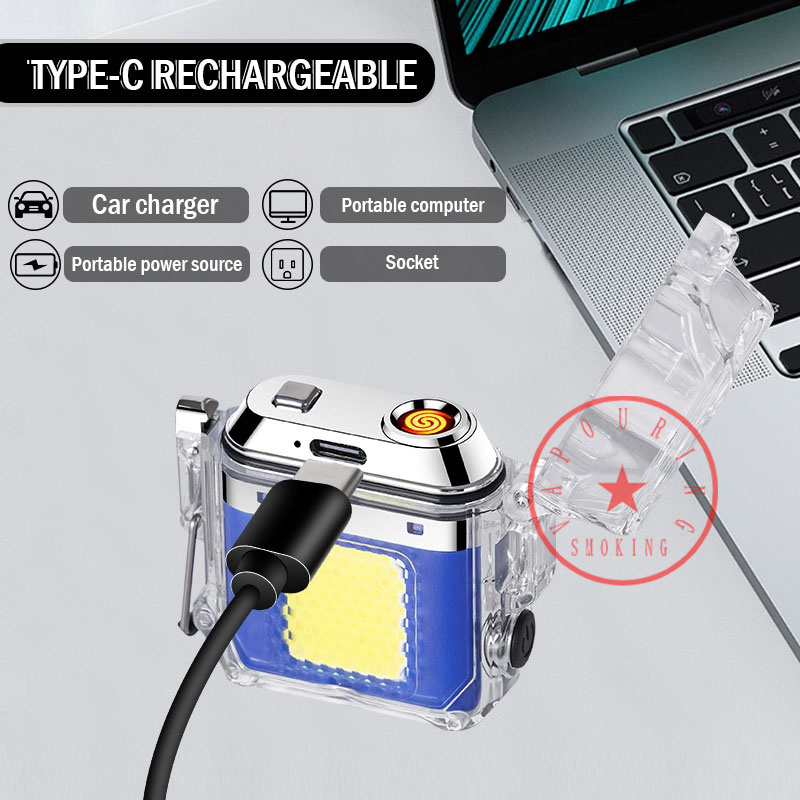 Accendini USB colorati trasparenti fumatori Sigillatura antivento Impermeabilizzazione Cordino portatile Torcia da viaggio Accendino sigaretta tabacco alle erbe