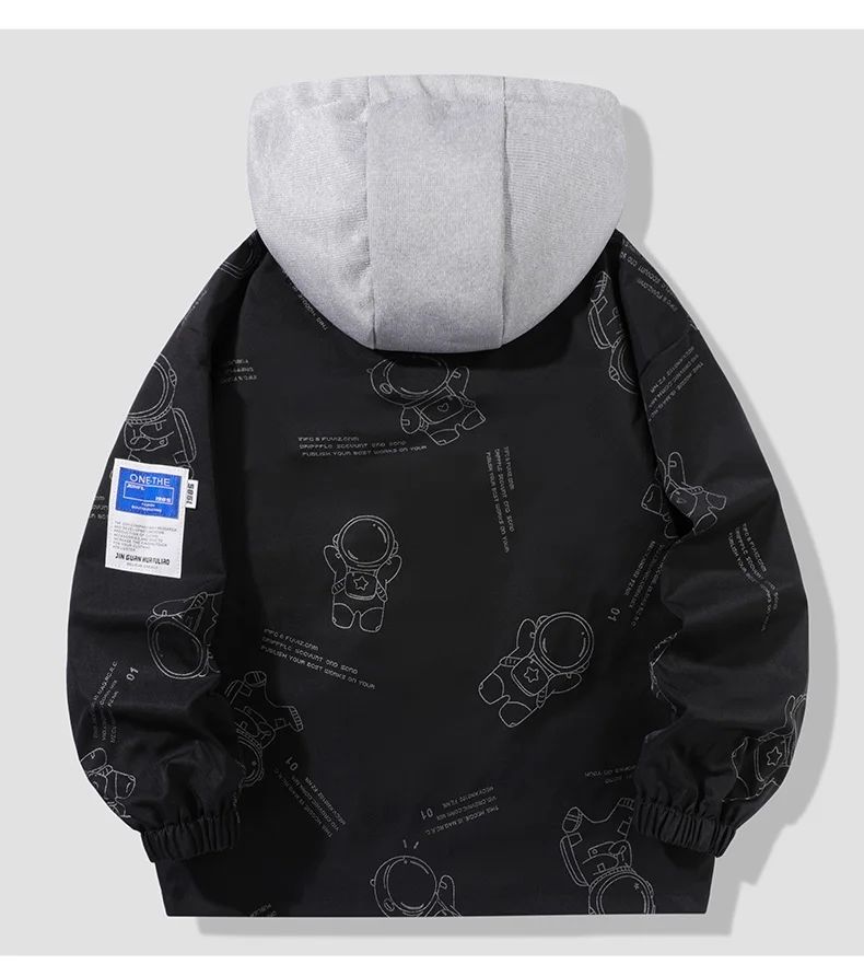 Jaqueta falsa de duas peças de marca da moda para homens em 2023 primavera e outono temporada Instagram Pi Shuai estudante jaqueta com capuz de grandes dimensões