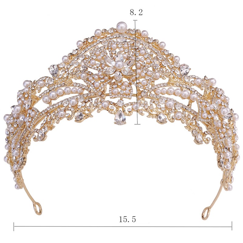 Princess Flower Pearl Crystal Tiara Crown For Women Girls Wedding Elegant Bridal Hair Dress Birthday Party Accessories
