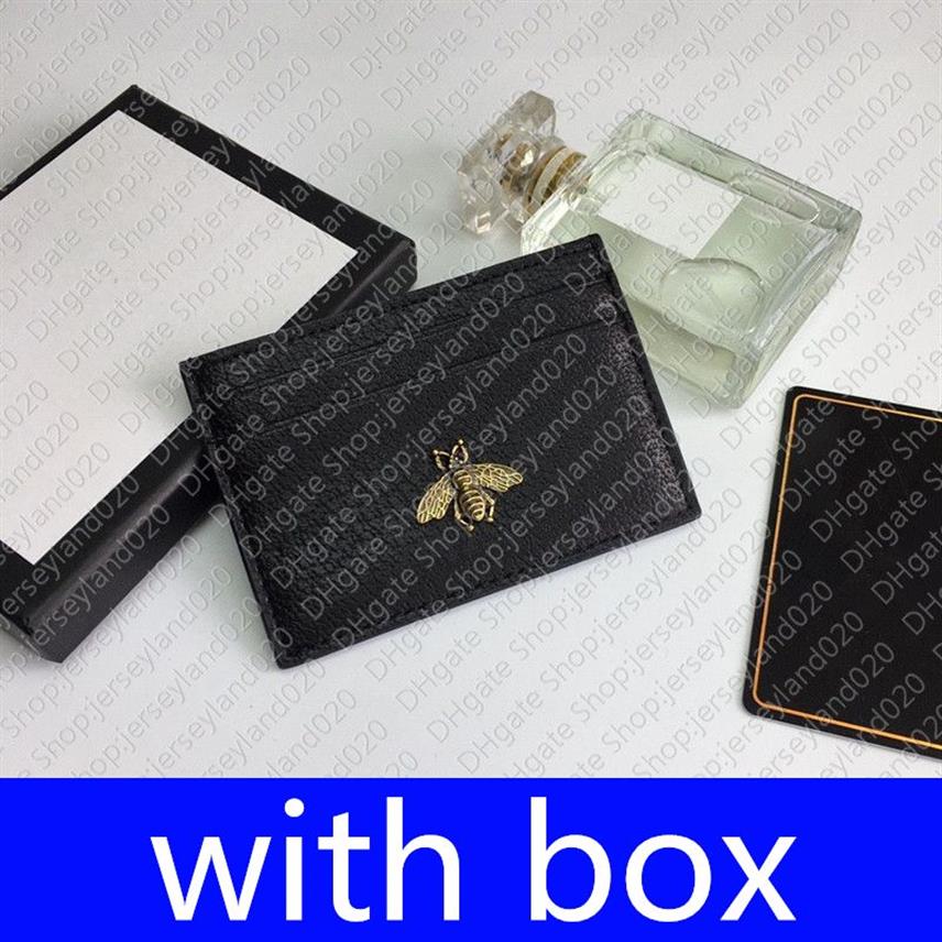 523685 BEE ANIMALIER CARD CASE Designer Mens Leather Card Holder Mini Pocket Organizer Wallet Coin Purse Fashion Signature Cardhol275Y